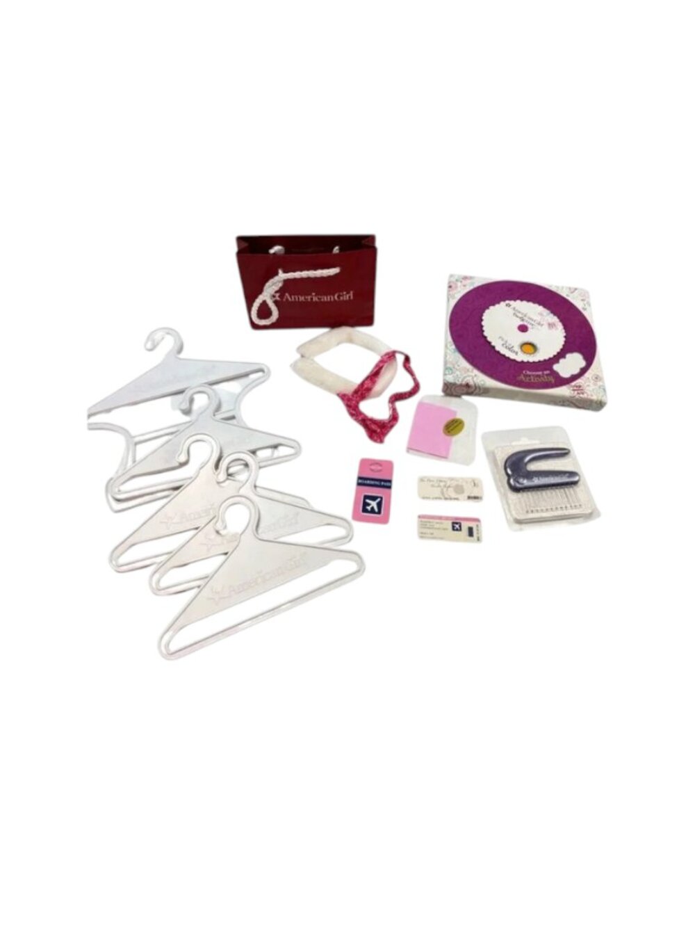 American Girl Toys Lot 14 Shopping Bag‎ Ticket Boarding Pass Hair Band